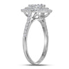 14k White Gold Womens Round Diamond Circle Halo Cluster Ring 1 Cttw