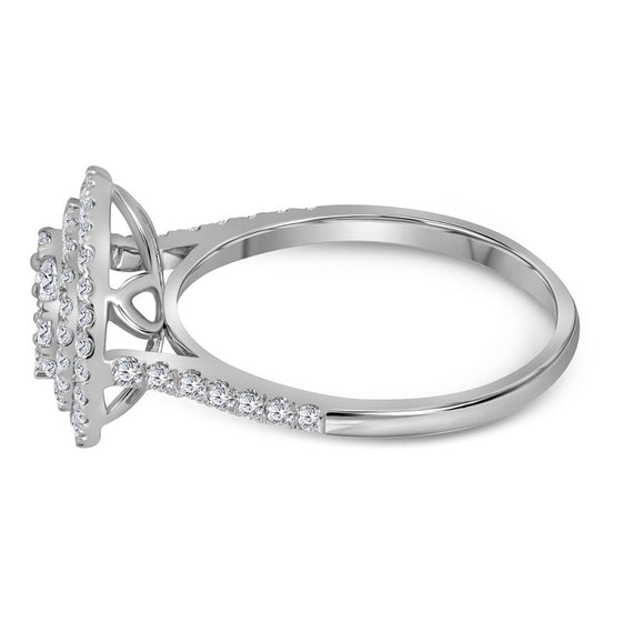 14k White Gold Womens Round Diamond Circle Halo Cluster Ring 1 Cttw