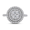14k White Gold Womens Round Diamond Circle Halo Cluster Ring 1 Cttw