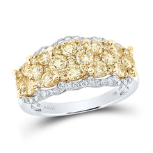  14k White Gold Womens Round Yellow Diamond Cocktail Ring 2 Cttw