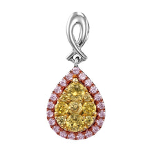  14k White Gold Womens Round Yellow Pink Diamond Teardrop Cluster Pendant 5/8 Cttw