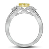 14k White Gold Womens Round Yellow Diamond Circle Cluster Ring 3/4 Cttw