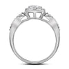 10k White Gold Round Diamond Oval Cluster Bridal Wedding Engagement Ring 1-3/8 Cttw