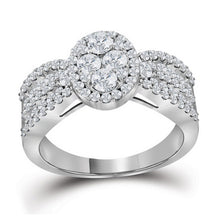  10k White Gold Round Diamond Oval Cluster Bridal Wedding Engagement Ring 1-3/8 Cttw