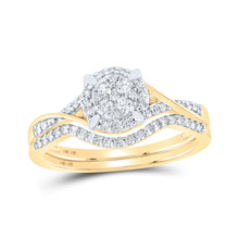  10k Yellow Gold Round Diamond Bridal Wedding Ring Band Set 3/8 Cttw