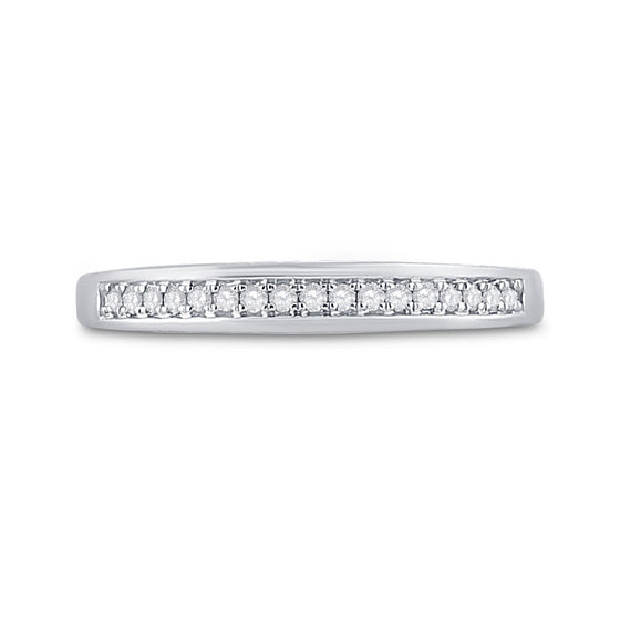 10k White Gold Womens Round Diamond Wedding Band 1/10 Cttw