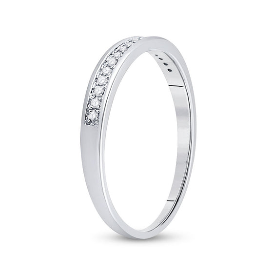 10k White Gold Womens Round Diamond Wedding Band 1/10 Cttw