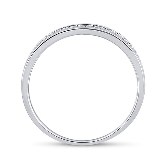 10k White Gold Womens Round Diamond Wedding Band 1/10 Cttw