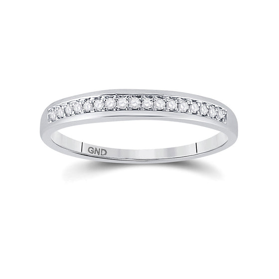 10k White Gold Womens Round Diamond Wedding Band 1/10 Cttw