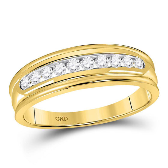14k Yellow Gold His Hers Round Diamond Cluster Matching Wedding Set 1 Cttw
