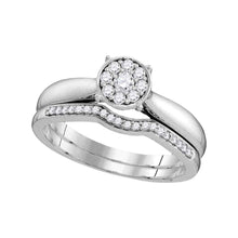  10k White Gold Round Diamond Bridal Wedding Ring Band Set 1/4 Cttw