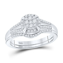  10k White Gold Round Diamond Bridal Wedding Ring Band Set 3/8 Cttw