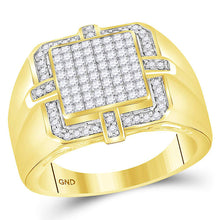  10k Yellow Gold Mens Princess Diamond Square Frame Cluster Ring 1 Cttw