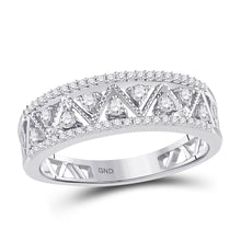  10k White Gold Womens Round Diamond Geometric Band Ring 1/3 Cttw