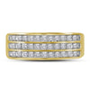 10k Yellow Gold Mens Round Diamond 3-Row Band Ring 1/2 Cttw