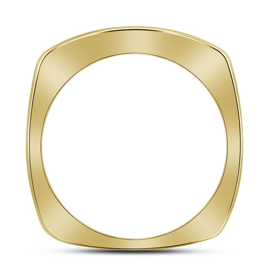 10k Yellow Gold Mens Round Diamond 3-Row Band Ring 1/2 Cttw