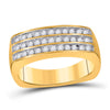 10k Yellow Gold Mens Round Diamond 3-Row Band Ring 1/2 Cttw