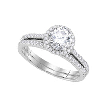 14k White Gold Round Diamond Bridal Wedding Ring Band Set 1 Cttw