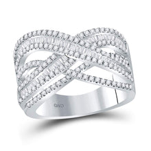  10k White Gold Womens Round Diamond Crossover Band Ring 1-5/8 Cttw
