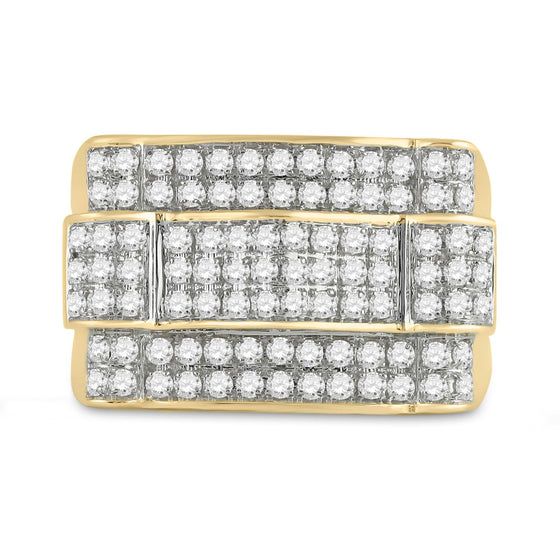 10k Yellow Gold Mens Round Diamond Arch Cluster Ring 1 Cttw