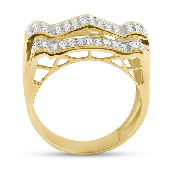 10k Yellow Gold Mens Round Diamond Arch Cluster Ring 1 Cttw