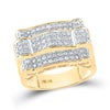10k Yellow Gold Mens Round Diamond Arch Cluster Ring 1 Cttw