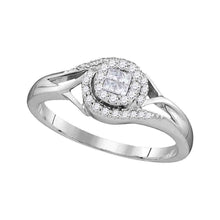  10k White Gold Princess Round Diamond Cluster Bridal Wedding Engagement Ring 1/5 Cttw