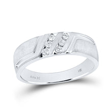  14k White Gold Mens Round Diamond Wedding Anniversary Band Ring 1/6 Cttw