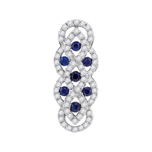  10k White Gold Womens Round Blue Sapphire Diamond Vertical Woven Fashion Pendant 1/2 Cttw