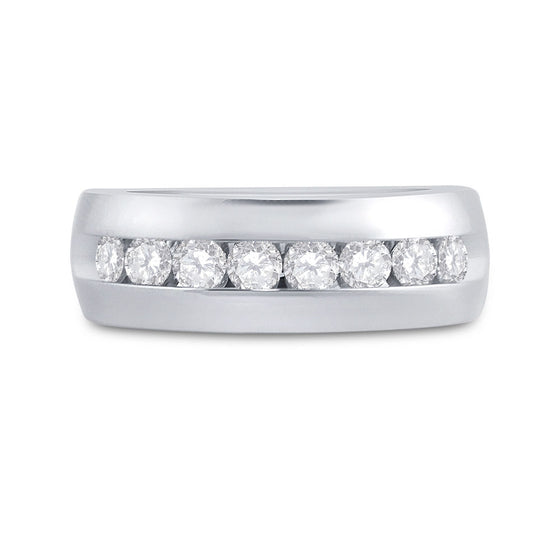 14k White Gold Mens Round Diamond Wedding Band Ring 1 Cttw