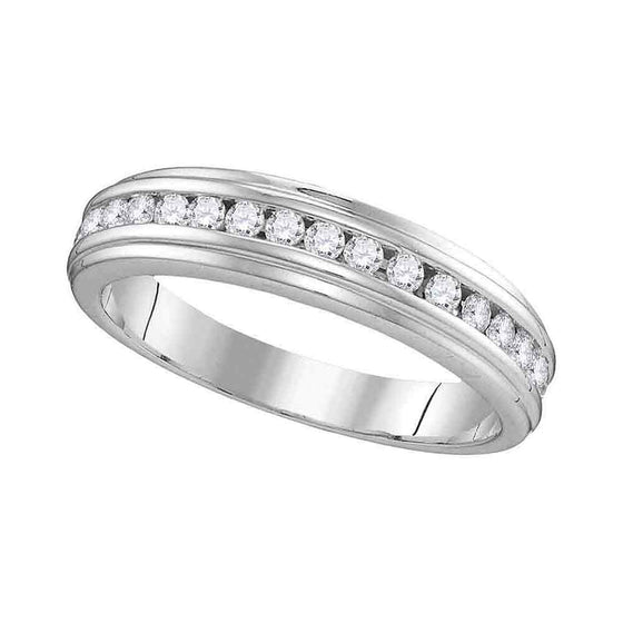 10k White Gold His Hers Round Diamond Solitaire Matching Wedding Set 1-5/8 Cttw