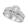 10k White Gold His Hers Round Diamond Solitaire Matching Wedding Set 1-5/8 Cttw