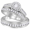10k White Gold His Hers Round Diamond Solitaire Matching Wedding Set 1-5/8 Cttw