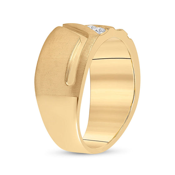 14k Yellow Gold Mens Round Diamond Wedding Double Row Band Ring 1/2 Cttw