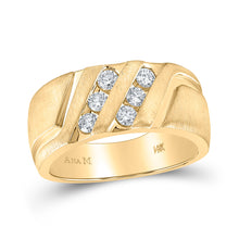  14k Yellow Gold Mens Round Diamond Wedding Double Row Band Ring 1/2 Cttw