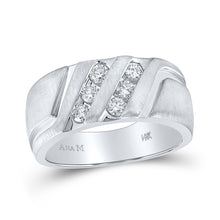  14k White Gold Mens Round Diamond Wedding Double Row Band Ring 1/2 Cttw