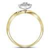 10k Yellow Gold His Hers Round Diamond Cluster Matching Wedding Set 1/5 Cttw