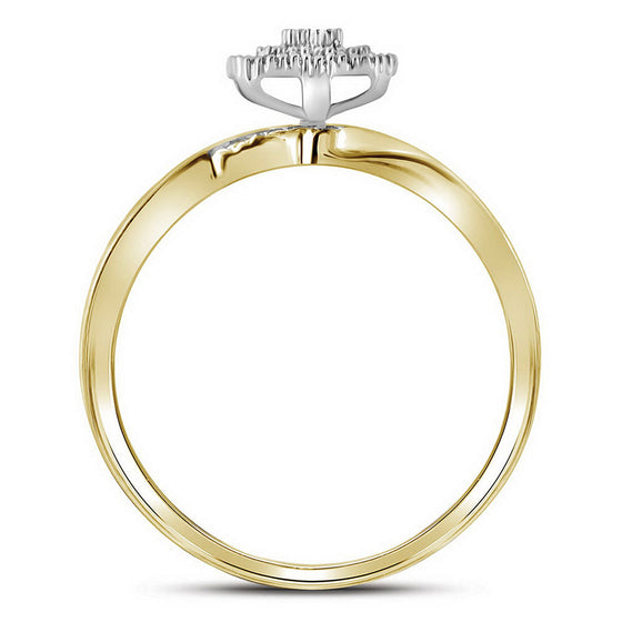 10k Yellow Gold His Hers Round Diamond Cluster Matching Wedding Set 1/5 Cttw