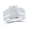 10k White Gold His Hers Round Diamond Square Matching Wedding Set 1 Cttw