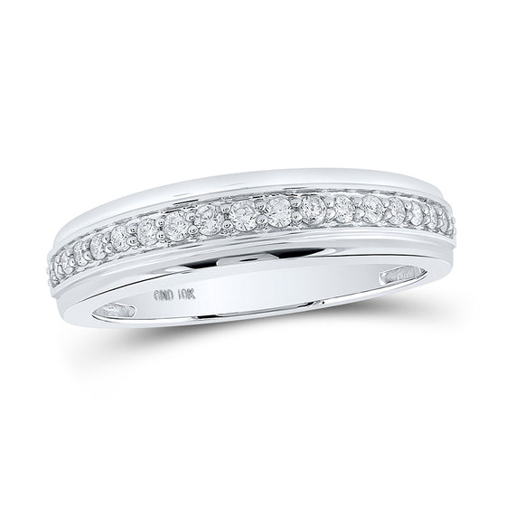 10k White Gold His Hers Round Diamond Square Matching Wedding Set 1 Cttw