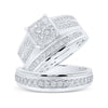 10k White Gold His Hers Round Diamond Square Matching Wedding Set 1 Cttw