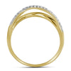 10k Yellow Gold Womens Round Diamond Crossover Band Ring 3/8 Cttw