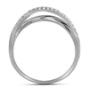 10k White Gold Womens Round Diamond Crossover Band Ring 3/8 Cttw