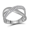 10k White Gold Womens Round Diamond Crossover Band Ring 3/8 Cttw
