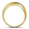 10k Yellow Gold Mens Round Diamond Milgrain Ridged Wedding Anniversary Band Ring 1/2 Cttw