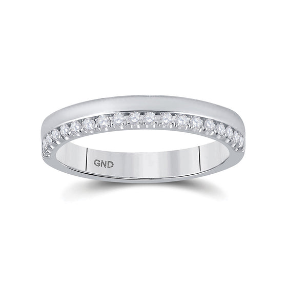 14k White Gold Womens Round Diamond Wedding Band Ring 1/5 Cttw
