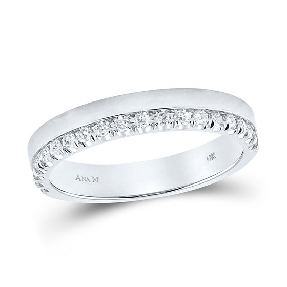 14k White Gold Womens Machine-Set Round Diamond Wedding Band 1/4 Cttw