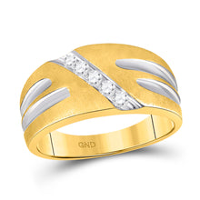  10k Two-tone Gold Mens Round Diamond Band Ring 1/4 Cttw