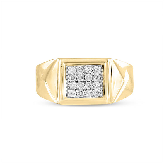 10k Yellow Gold Mens Round Diamond Cluster Ring 1/3 Cttw
