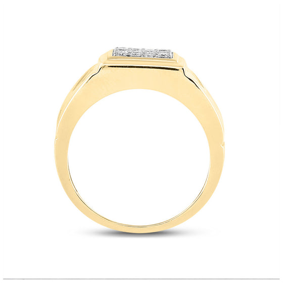 10k Yellow Gold Mens Round Diamond Cluster Ring 1/3 Cttw